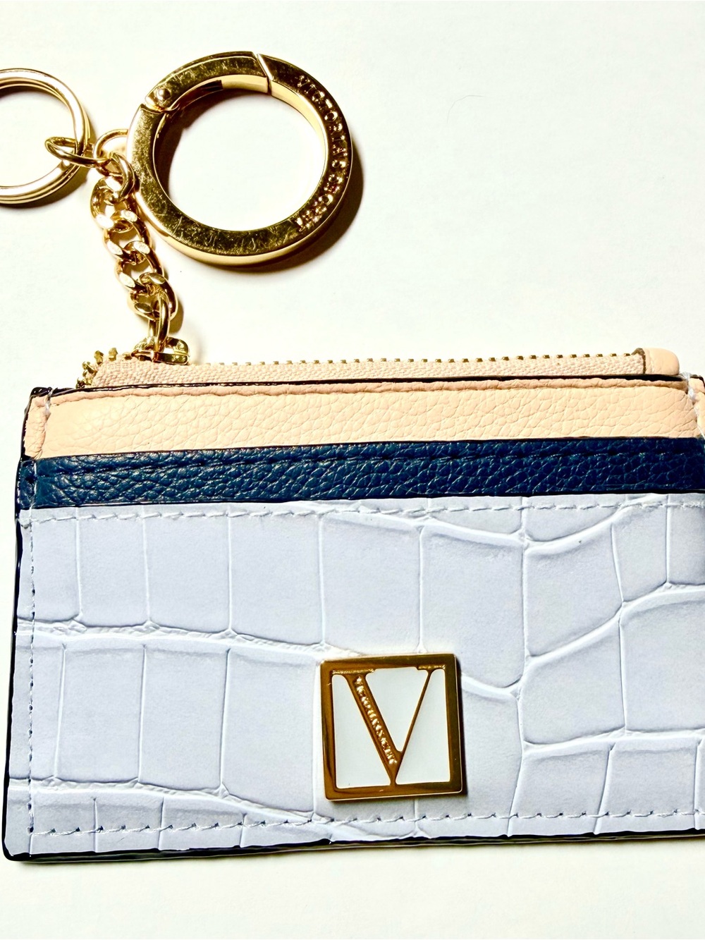 Victoria's Secret Croc-Embossed Tricolor Card Case Keyring